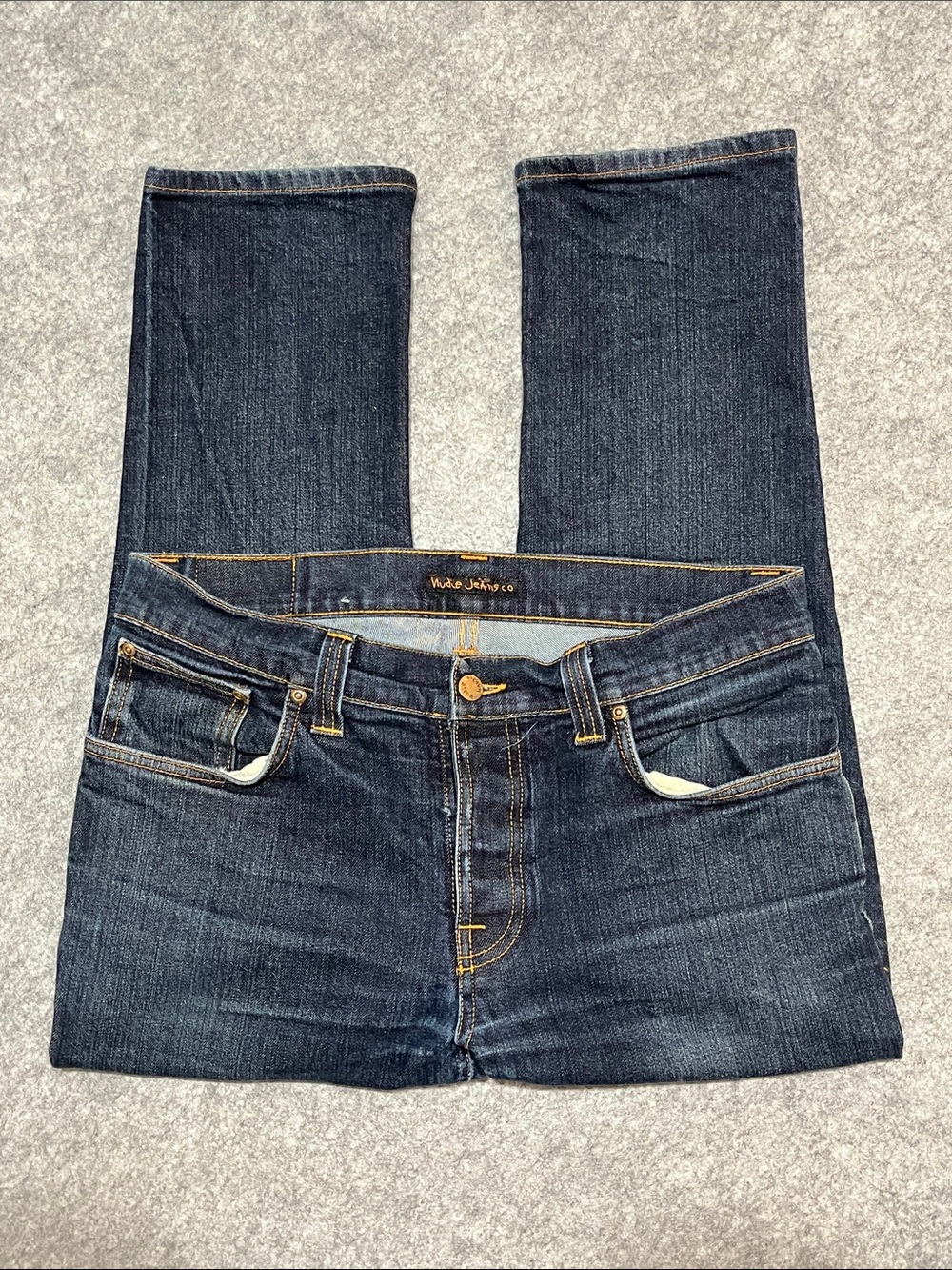 Nudie Jeans Grim Tim Dry Navy Organic Stretch Denim Jeans